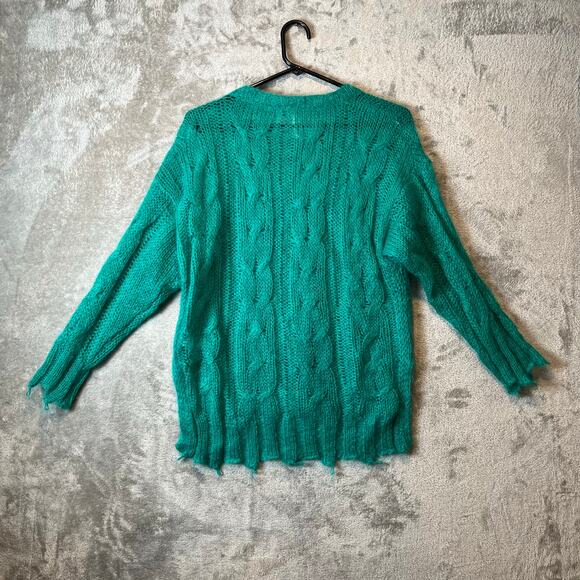 Anthropologie The Posey Stitchy Distressed Wool Blend Knit Sweater XS Petite - Picture 4 of 6